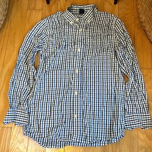 Black and blue striped plaid gap boys button down shirt